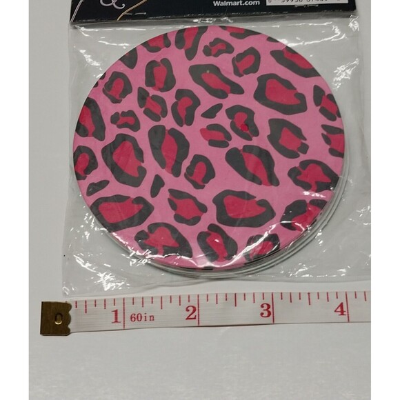 Brand New Paper Cardboard Drink Coasters 10 Pack Blue Tiger Pink Leopard 4" - Picture 5 of 6